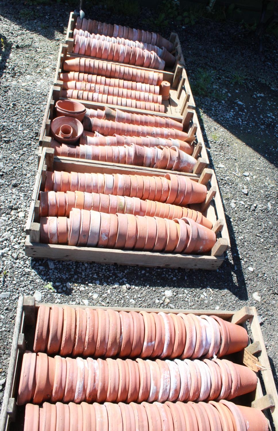 (Large quantity). Four crates of circa 1940s terracotta plant pots. Sizes 3 inch and 4 1/2 inch - Image 2 of 2