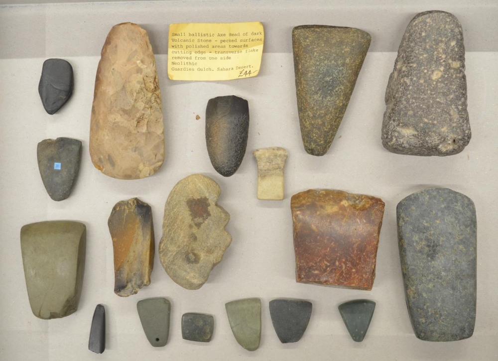 Collection of neolithic stone and flint axe heads and other hand tools, largest L11.5cm (Victor Brox - Image 2 of 4