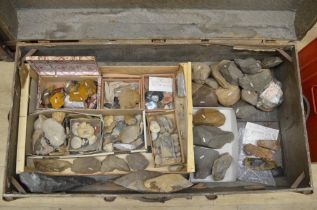 Collection of ancient flint and stone tools, many with find locations attached to include