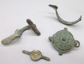 Roman Britain bow (approx. mid C1st AD), a bronze Fibula brooch crossbow type brooch (aprox. C3rd