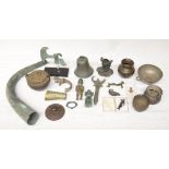 Collection of ancient metalware to include Roman, Islamic and other items including small figures,