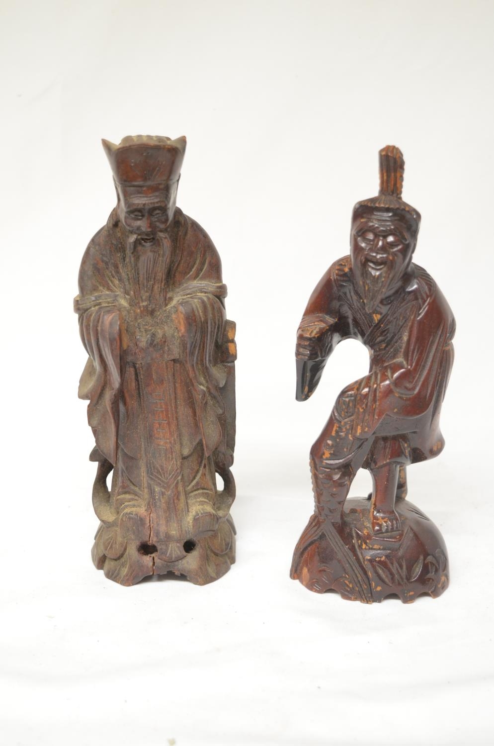 Collection of wood carved figures, most appear Chinese in origin. Largest figure H33cm (7). ( - Bild 6 aus 10