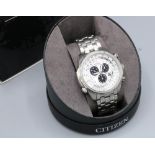 Citizen Eco-Drive BL5400-52A Perpetual Calendar stainless steel wristwatch with date on matching