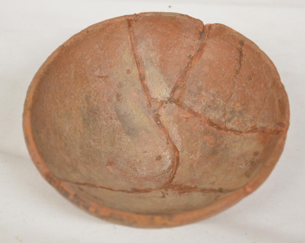 Three Indus Valley Harappan civilisation terracotta clay pots with 2 painted examples (one with - Image 3 of 5