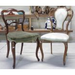 Victorian rosewood salon chair, serpentine top rail and seat on slender moulded cabriole legs, and a