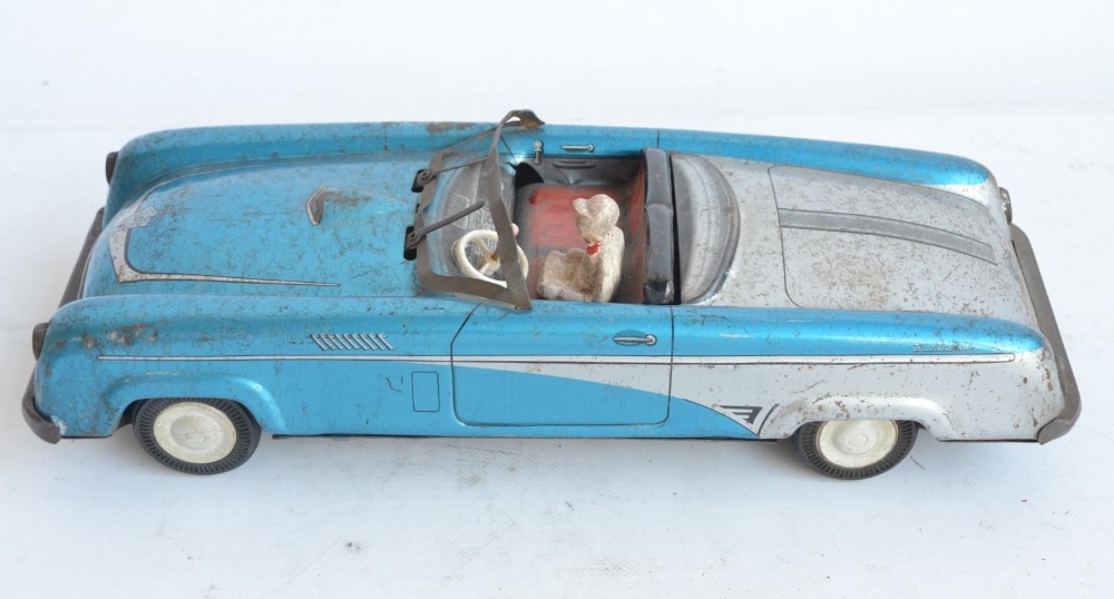 WITHDRAWN - Vintage West German lithographed pressed steel push along friction powered car model wi - Image 2 of 7