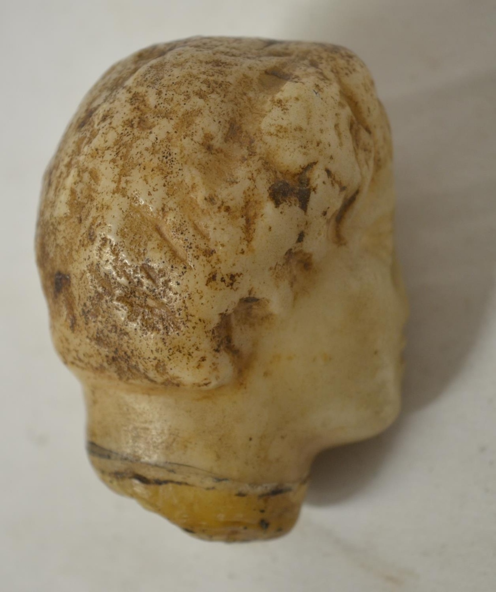 Small Roman carved marble statue head, H9cm (Victor Brox collection) - Image 3 of 3