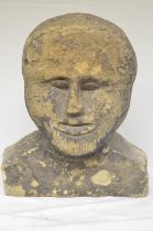 Large stone carved head of a man with beard, likely Celtic in origin, H35cm (Victor Brox collection)