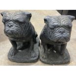 Pair of large composite garden ornaments of bulldogs, H43cm (2)