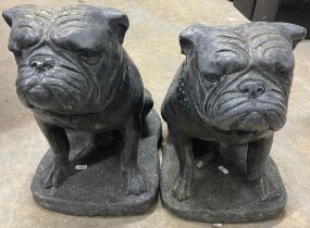 Pair of large composite garden ornaments of bulldogs, H43cm (2)