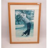 After Roger Harvey; limited edition portrait print of golfer Nick Faldo, signed by the artist and
