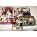 Various collectables, incl. dolls, two glass vases with hallmarked silver rims, cloisonne