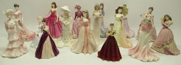 Collection of Coalport and Royal Doulton figurines incl, coalport Lady Alice at the royal garden