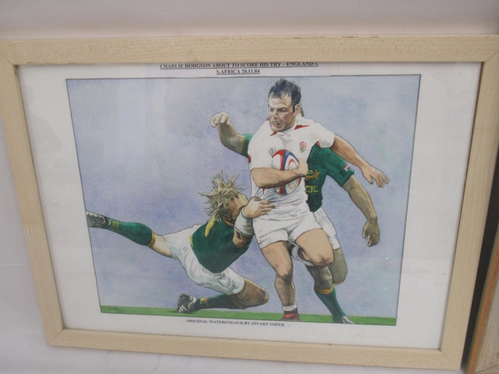 2 original watercolours by Stuart Smith of 'Jonny Wilkinson About To Kick the Winning Drop Goal in - Image 3 of 3