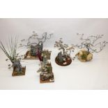 Collection of wire bonsai style money trees with real coins, max. H29cm (6)