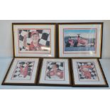 Five limited edition framed prints of Michael Schumacher by sports artist W Newman, all edition