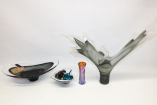 Collection of art glass, comprising a large Teign Valley sculptural vase, Richard Glass for Teign