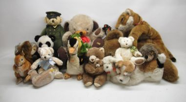 Vintage Merrythought 'Cheeky' teddy bear, and a collection of other soft toys incl. Steiff (qty)