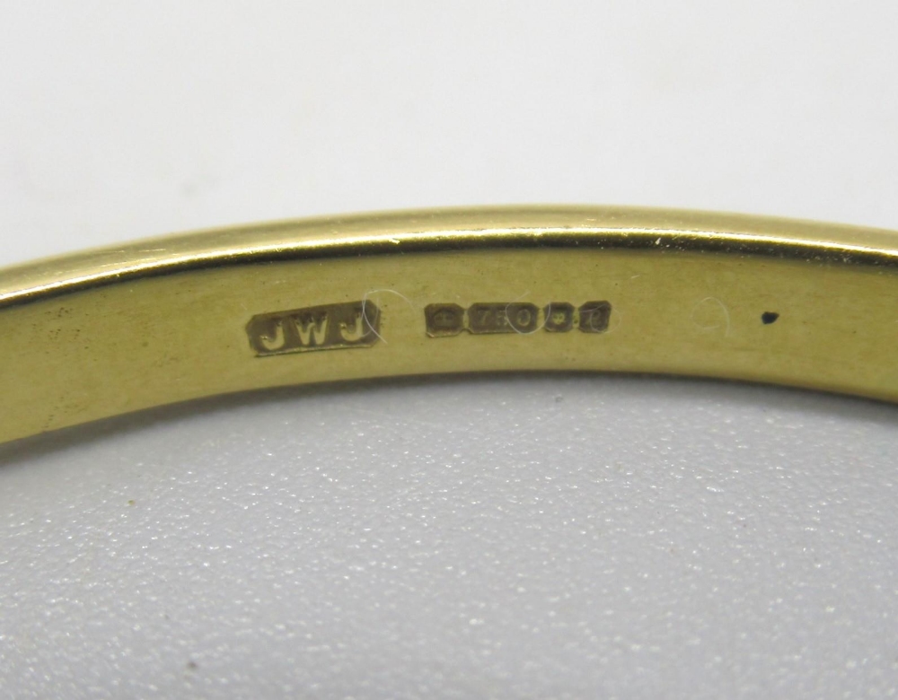 18ct yellow bangle set with nine opals between brilliant cut diamonds on scroll mount, stamped - Image 10 of 12