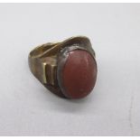 Roman early C6th bronze ring set with cabochon cornelian (Victor Brox collection)