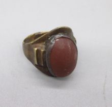 Roman early C6th bronze ring set with cabochon cornelian (Victor Brox collection)