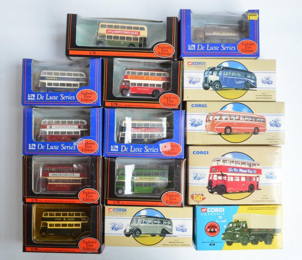 Fourteen boxed mostly classic bus model from Corgi and EFE to include 5x 1/50 scale limited editions