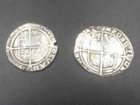 Elizabeth I (1558-1603) 1568 silver sixpence and 1595 silver sixpence