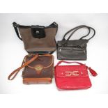 Osprey London leather shoulder bag, red leather crocodile style shoulder bag, and two other