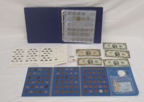 Collection of assorted c19th/20th American coins to inc. a folder cont. various quarter-dollars,