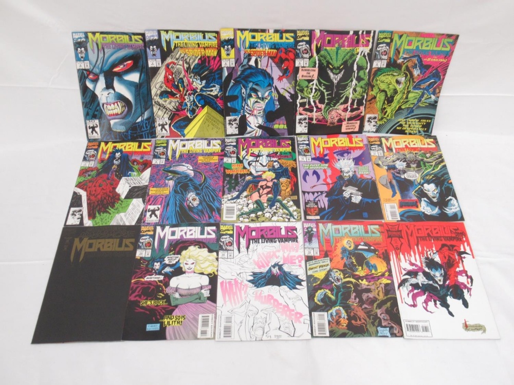 Marvel comic -Morbius Revisited #1, Morbius: The Living Vampires (1992-1995) #1-15, 17-20 & 24-28, - Image 2 of 4