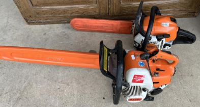 Pair of STIHL petrol chainsaws, A/F