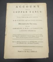 Carteret Webb (Philip) An Account of a Copper Table, containing two inscriptions in the Greek and