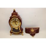 Eluxa C20th Louis XV style red lacquered bracket clock, 6 1/4" engraved brass dial, individual