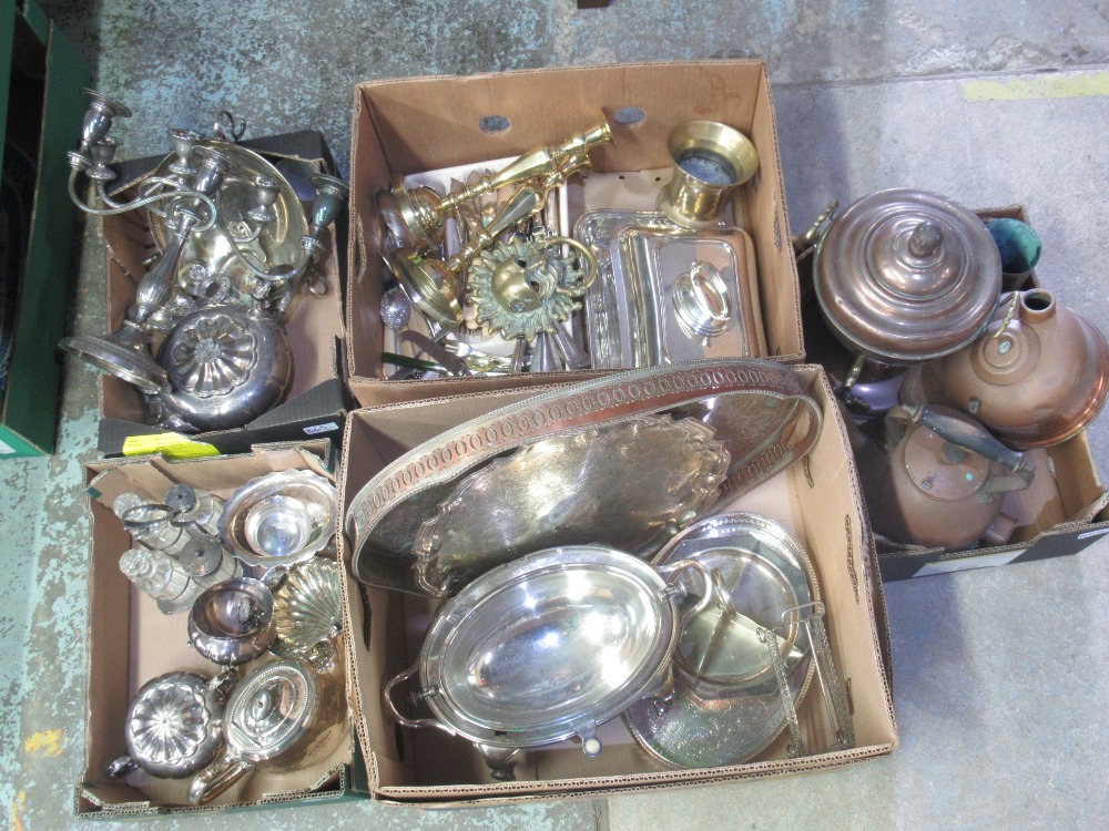 Large collection of metalware, incl. a large brass Durham Sanctuary style door knocker, silver