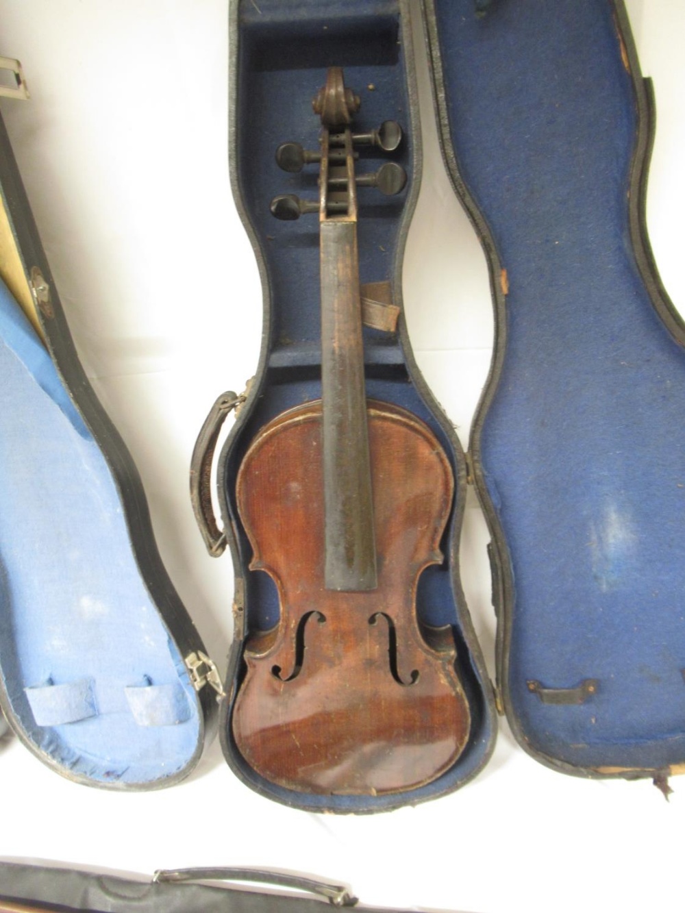 Assorted collection of Violins, cases and bows in various needs of repair and attention. (Victor - Image 3 of 10