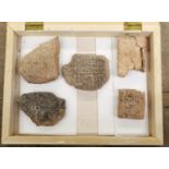 Five Mesopotamian sun backed clay tablets, c2100 B.C., cuneiform writing, (Victor Brox collection)