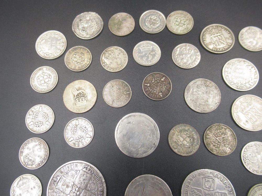 Assorted collection of GB Pre-1947 silver content to inc. coins from George II, III, Queen Victoria, - Image 3 of 5