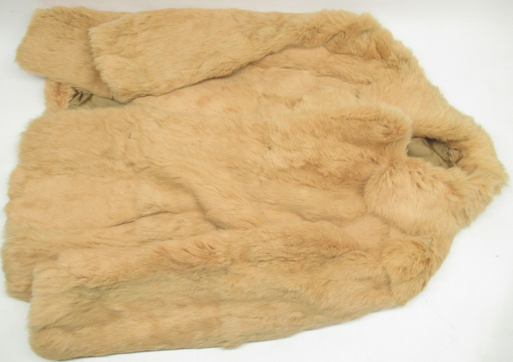 Real pannofix from Hungary dark brown fur coat, medium brown rabbit hair fur coat, peach coloured - Image 3 of 5