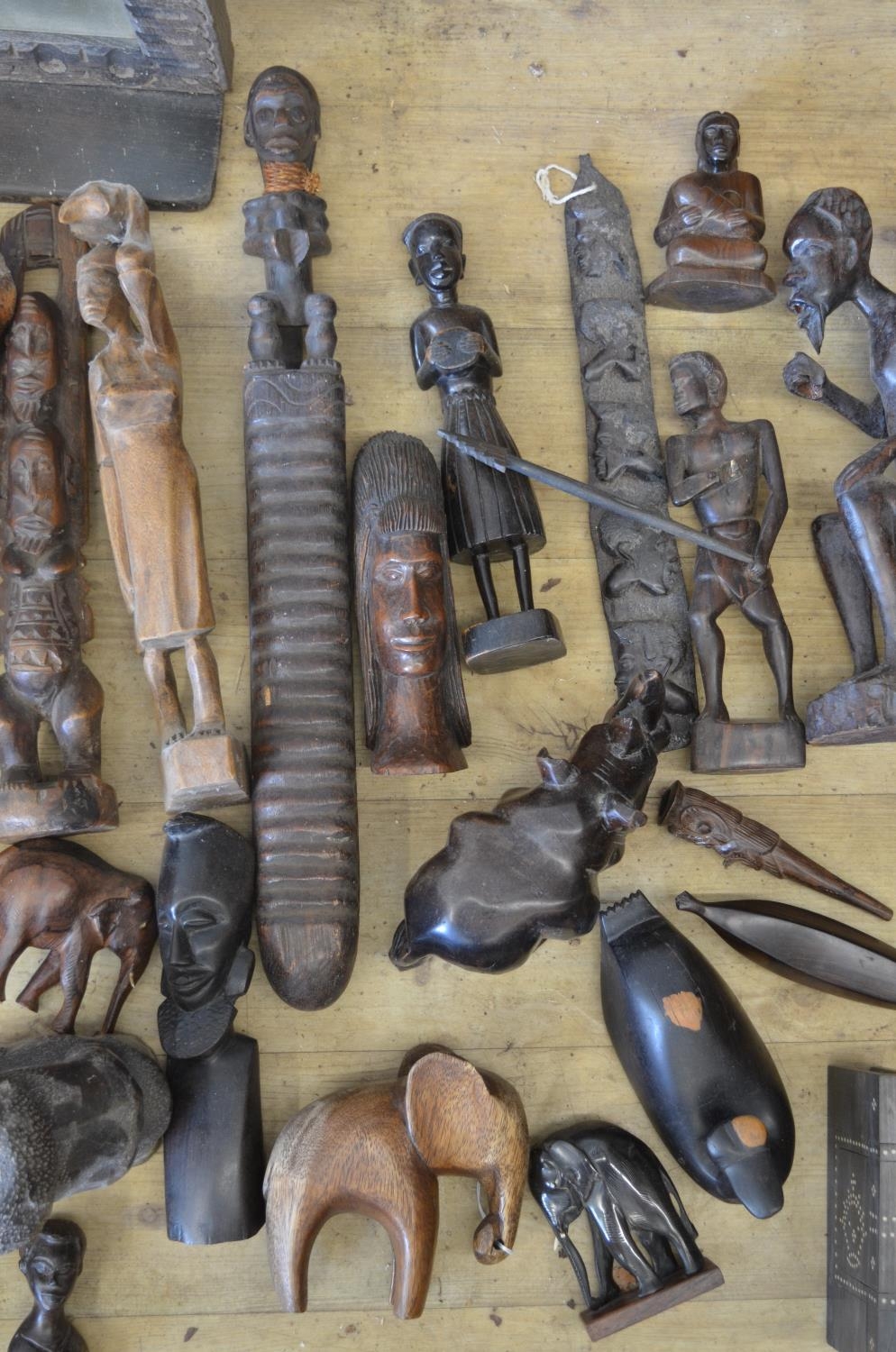 A large collection tourist souvenirs, originating from across Africa. To include wooden elephants, - Image 6 of 8