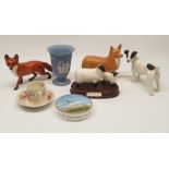 Beswick Black Faced Sheep and Lamb mounted on oval wooden base; Beswick Fox no. 1016A, H13cm;