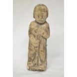 Stone carved Romanesque saintly figure, circa 11th-12th century. H19cm (Victor Brox collection)