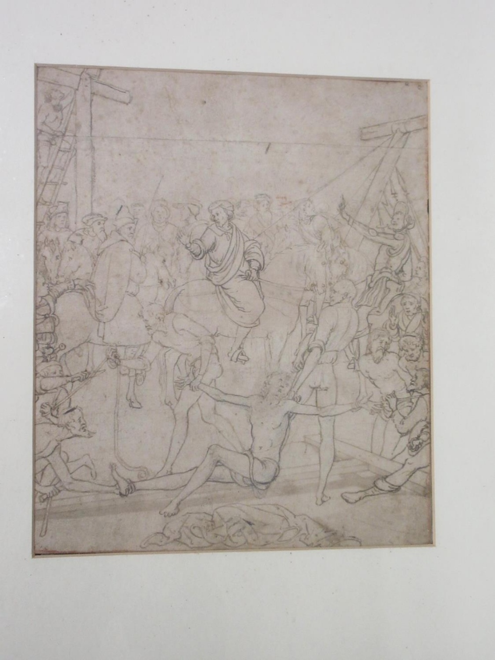 Continental School (C18th); Crucifiction, pencil sketch, 21cm x 17cm (Victor Brox collection)