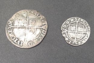 Elizabeth I (1558-1603) silver hammered Half-Groat (Two Pence) and a silver hammered Groat (four