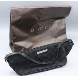 GUCCI mini shoulder bag, in black logo fabric, serial number 07193 002122, W28cm