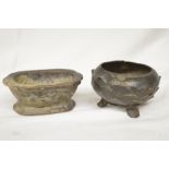 Circular Japanese bronze pot on 3 legs in the shape of a lotus flower (diameter 12cm) and a bronze