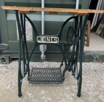 Jones treadle sewing machine table with modern top, H74cm