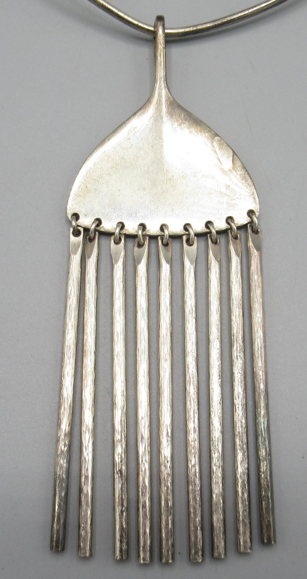 George Jensen silver broom pendant No. 142, hallmarked 925, Denmark, George Jensen, on a silver - Image 2 of 4