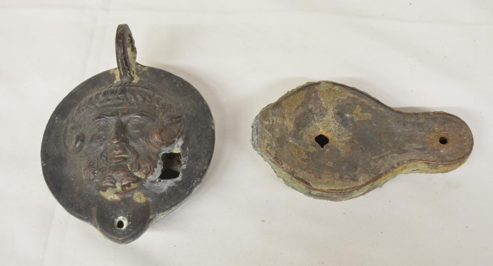 Collection of ancient, mostly metal oil lamps (Victor Brox collection) - Image 2 of 4