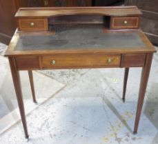 Batchelar & Son Ltd. Croydon - Edwardian inlaid mahogany writing table, with raised back, inset