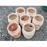 Set of seven strawberry plant pots, 28cmx19cm